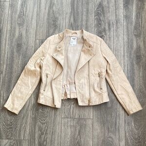 Mayoral - Girls Cream Faux Leather Moto Biker Jacket - Size 12